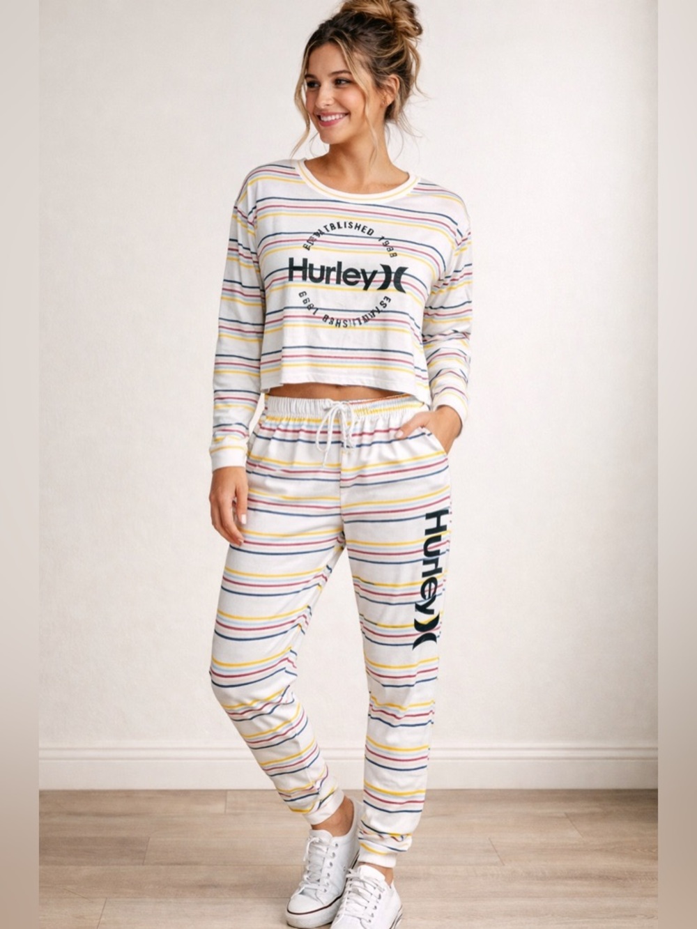 Hurley Soft Striped Lounge Set Women’s Small Soft Stretch Matching